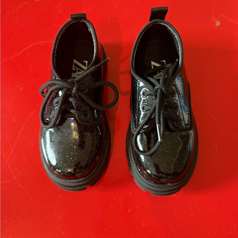 Zara Shiny Black Kids Dress Shoes